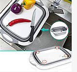 Складана обробна дошка трансформер 3 в 1 миска та друшляк 40 х 30 см, фото 3