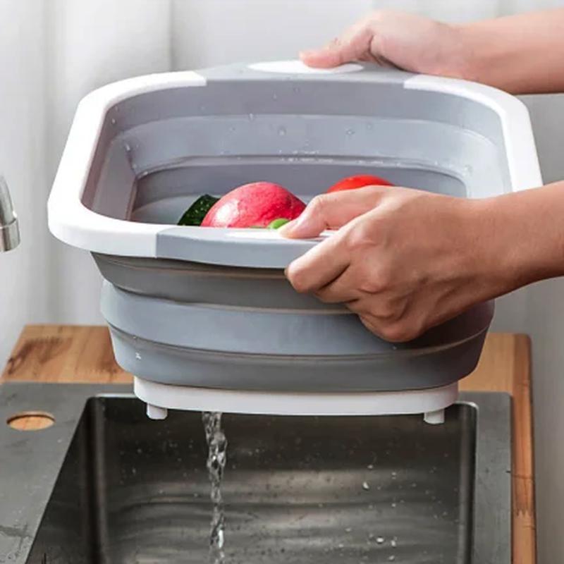 Складана обробна дошка трансформер 3 в 1 миска та друшляк 40 х 30 см, фото 1