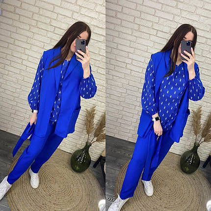 Вишуканий жіночий костюм трійка, тканина "Костюмна-габардин + Софт" 52, 54 розмір 52, фото 3