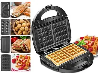 Вафельниця-гриль-горішниця-бутербродниця 4в1 Crownberg CB 1074 am