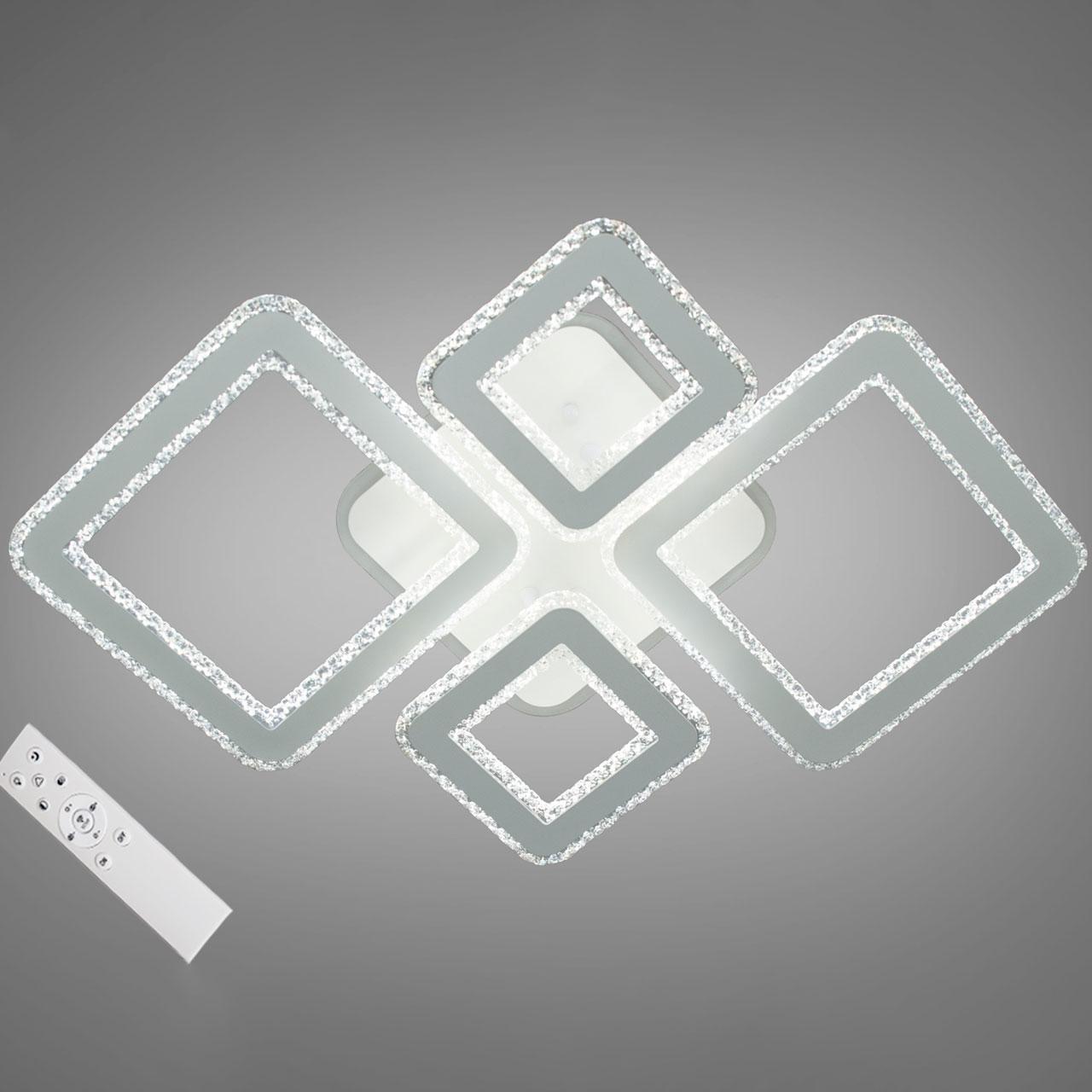 Сучасна світлодіодна люстра 135 Вт з підсвічуванням та пультом колір каркасу білий D-MX3858/2+2WH LED 3color dimmer, фото 1