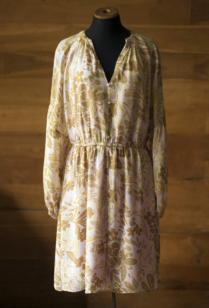 Бузково бежева коротка шифонова сукня з квітковим принтом жіноча Esprit, розмір M