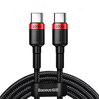 Кабель Baseus Cafule Fast Charging Type-C to Type-C 100W 200 cм (CATKLF-FL91) Red-black