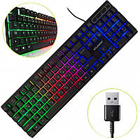 Игровая клавиатура AT-6300, с RGB и USB / Геймерская проводная клавиатура с подсветкой для компьютера