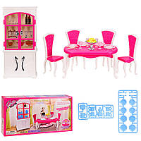 Іграшкова меблі 3012, столова, буфет, стіл 23 см, стільці, посуд