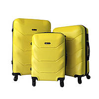 Набір валіз 3в1 FLY 2019 4-колеса L/M/S ABS пластик Жовтий