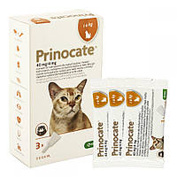 Принокат Prinocate Small Cat капли от блох и клещей для кошек весом до 4 кг и хорьков, 3 пипетки по 0,4 мл