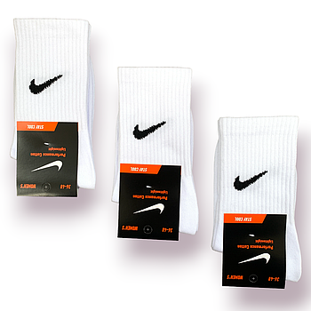 Шкарпетки жіночі демісезонні бавовна Nike Performance, Туреччина, розмір 36-39, високі, білі, 05196