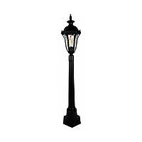 Уличный фонарный столбик из металла черный 1 стеклянный плафон Е27 110х18 см