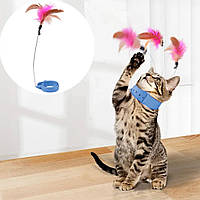 Іграшка для кішки нашийник з пером колір: блакитний