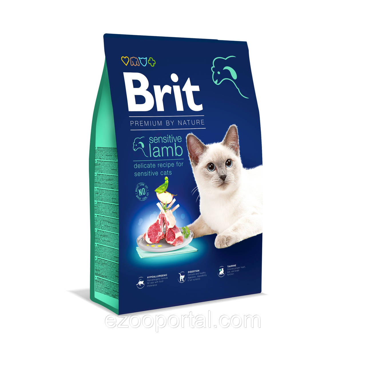 Сухий корм для котів із чутливим травленням Brit Premium by Nature Cat Sensitive з ягням 8кг