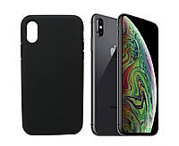 Противоударный чехол для Apple iPhone XS Max silicone case black анти отпечатки пальцев