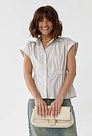 Женская рубашка с резинкой на талии - светло-серый цвет, M (есть размеры)