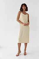 Женское платье-комбинация на тонких бретелях - кремовый цвет, M (есть размеры)
