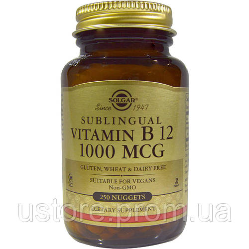 Купить Витамин В12 цианокобаламин Solgar сублингвальный 1000 мкг 250 ...