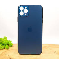 Матовый стеклянный чехол Glass case для Iphone 11 Pro Max Pacific Blue