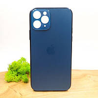 Матовый стеклянный чехол Glass case для iPhone 11 Pro Pacific Blue
