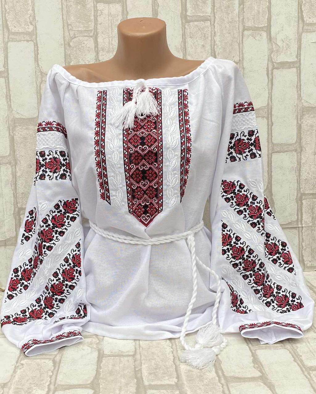 Вишиванка жіноча "Мирослава" на домотканому полотні 54-64 рр, фото 1