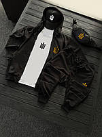 Спортивный комплект патриотический мужской кофта + штаны + футболка + тракер + бананка KZ 2477