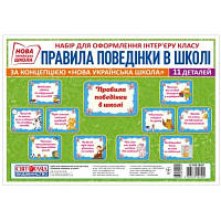 РОЗПРОДАЖ! НУШ Набір карток для оформлення інтер`єру класу. Правила поведінки в школі, Світогляд