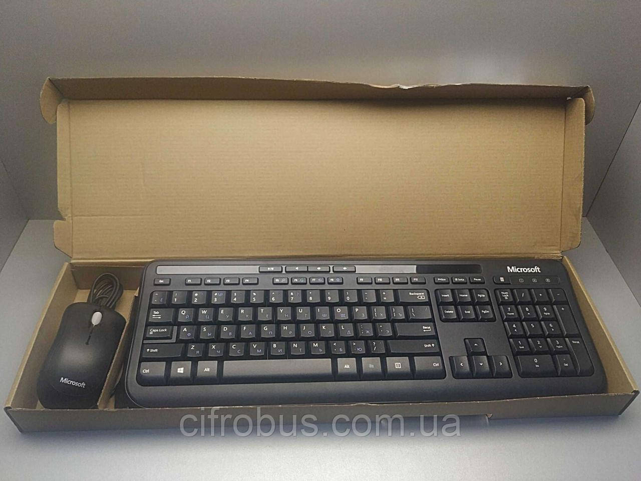 Комплект клавіатура з мишею Б/У Microsoft Wired Keyboard 600 Black USB