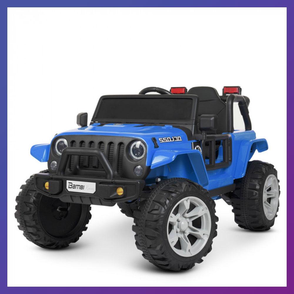 Дитячий електромобіль на акумуляторі джип Jeep M 4282 з пультом радіокерування для дітей 3-8 років синій