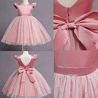 Платье с бусинками 80-134 см Розовое