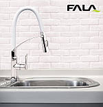 Змішувач на Кухню з Гнучким Виливом Білий Fala Flexible-2 (75676), фото 3