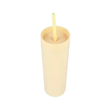 Охолоджуючий матовий стакан 473ml BPA-Free з трубочкою 21х6, 5см light yellow