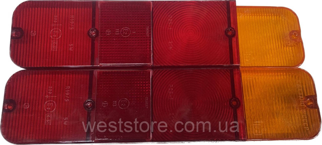 Розсіювачі задніх ліхтарів (скла) Москвіч 2140 (червоне + жовте) ккт 2 шт., фото 1