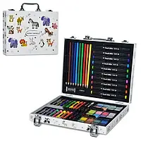 Набор для рисования детский 66 предметов в кейсе, набор для детского творчества карандаши, краски, фломастеры