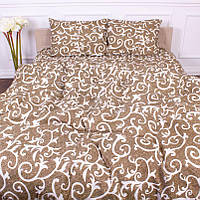 Комплект постільної білизни Бязь Світло-коричневий орнаментом Полуторний розмір 150х220