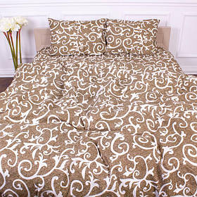 Комплект постільної білизни Бязь Світло-коричневий орнаментом Полуторний розмір 150х220