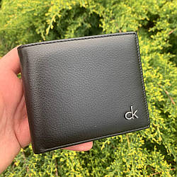 Чоловічий шкіряний гаманець чорний люкс Calvin Klein, чоловіче портмоне натуральна шкіра Кельвін Кляйн