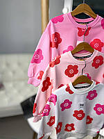 Кофта свитшот на девочку с цветами Малиновая QK22160 108, TSD, Малиновый, Для девочек, Весна Осень, 3 года