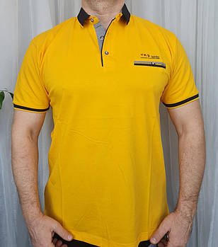 Чоловіча футболка поло однотонна жовтий колір із бавовни.