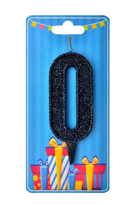 Свічка цифра чорна блиск 0