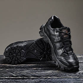 Кросівки чоловічі тактичні UKR-TEC чорні з натуральної шкіри демисезонні, підошва прошита. Код BT-97