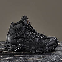 Берці жіночі тактичні UKR-TEC чорні з натуральної шкіри, демісезонні, підошва прошита black store