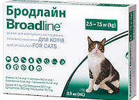 Капли на холке Broadline spot-on Cat (Бродлайн) для кошек от 2,5 до 7,5 кг от блох и клещей 1 пипетка