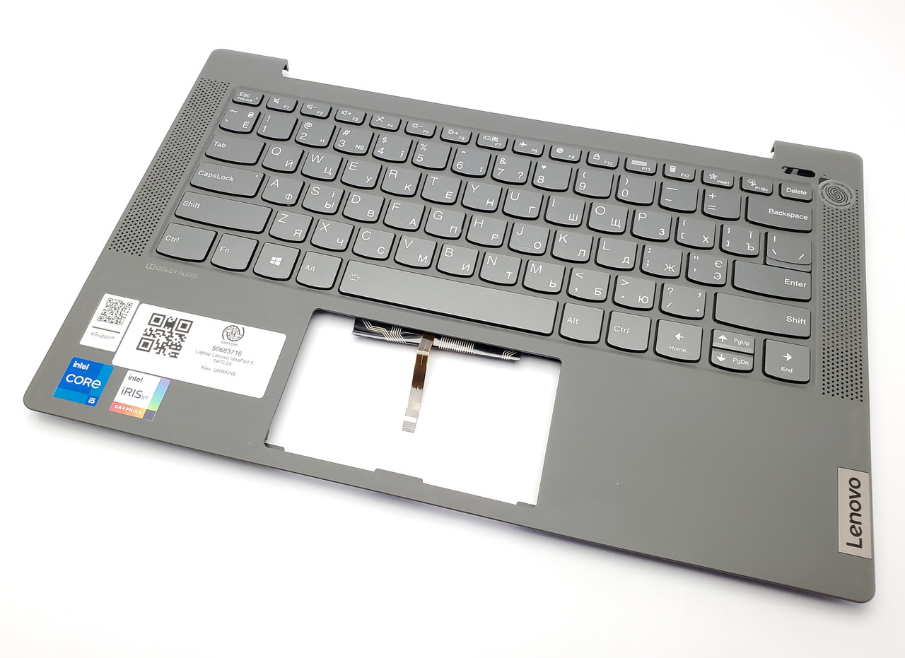 Верхній корпус lenovo ideapad 5-14itl05 ap37h000210 сірий з розборки (неробоча клавіатура), фото 1