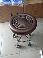 Стілець майстра без спинки на коліщатках зі шкірозамінника бронза