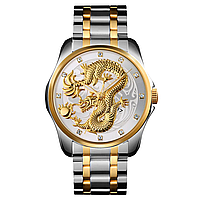 Skmei 9193 серебристые мужские классические часы с драконом