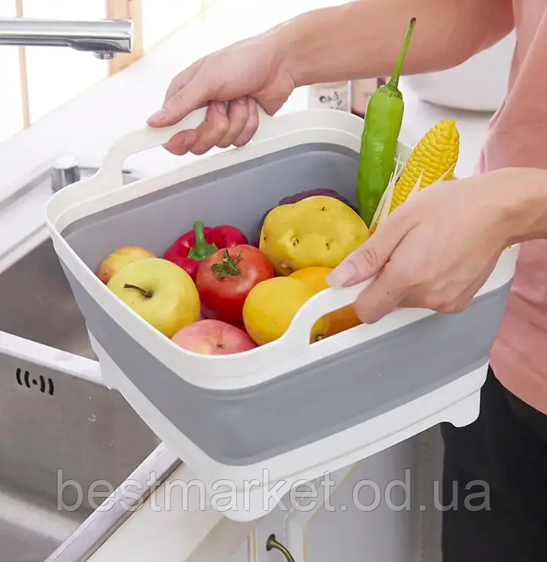 Складана Кошик з Ручками зі сливом і корком для Кухні Folding Cup
