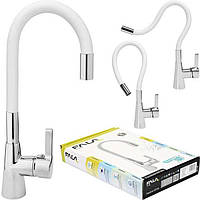 Змішувач на Кухню з Гнучким Виливом Білий Fala Flexible (75706)