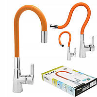 Змішувач на Кухню з Гнучким Зливом Помаранчевий Fala Flexible (75708)