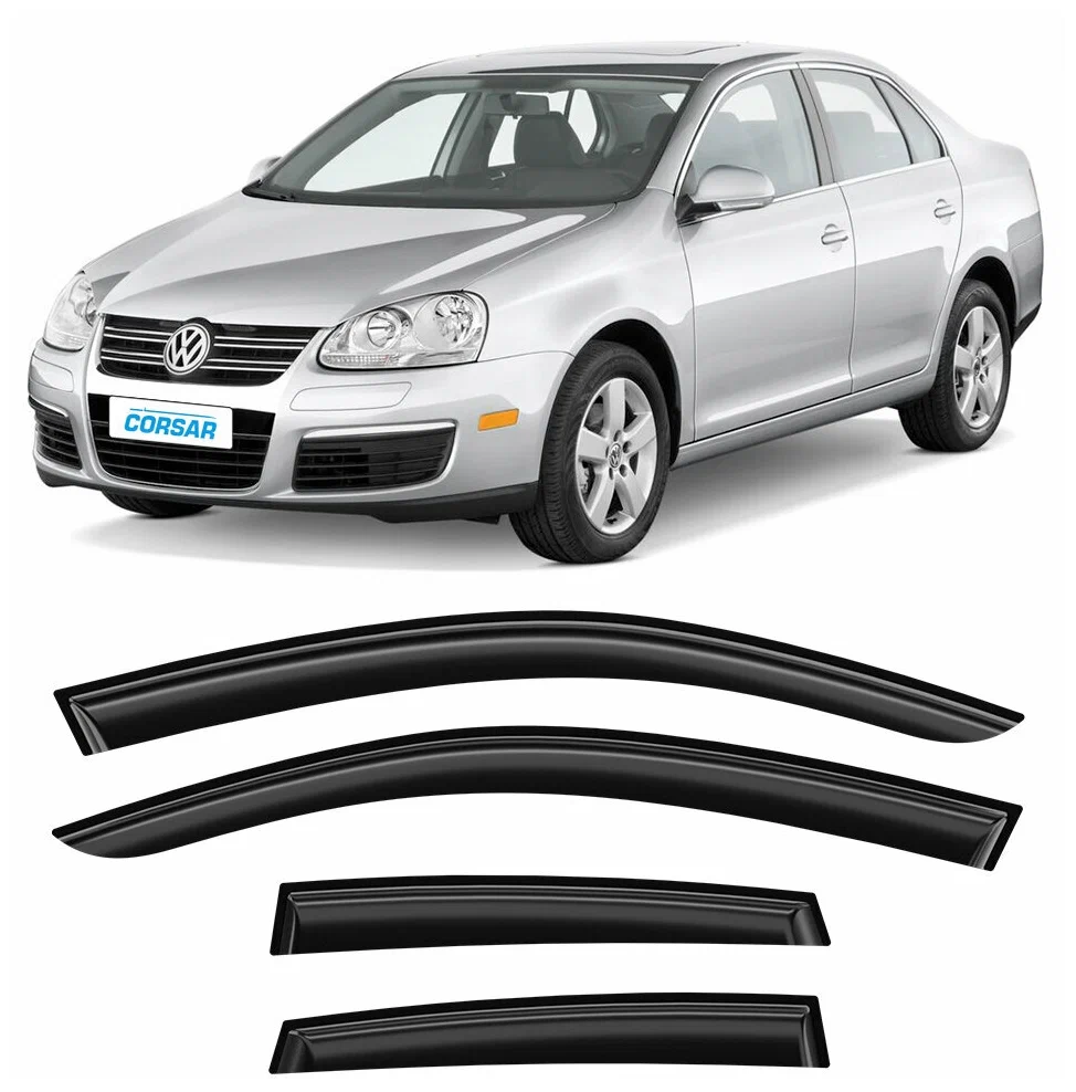 Дефлектори бічних скел Вітровики на Volkswagen Jetta V 2005-2010 (скотч) HIC