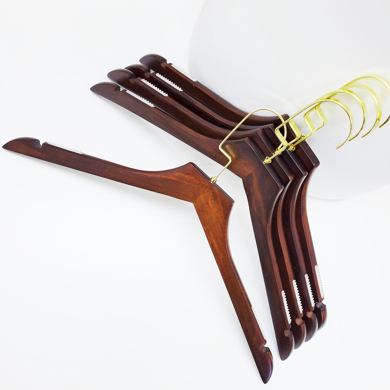 Плічка вішалки тремпелі дерев'яні для одягу коричневі, 44 см
