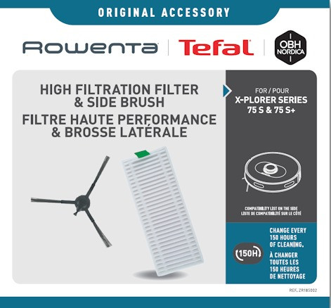 Комплект фільтра та бічної щітки для робота пилососу Rowenta (ZR185002), фото 1