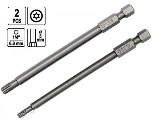 Набір насадка викрутки TORX SECURITY T10/T25х100мм біта YATO YT-0490